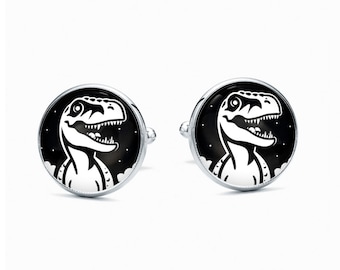 CUFFLINKS TYRANOZAUR t-rex gift for him dinosaur cufflinks funny present for the dinosaur fan