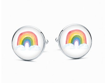 CUFFLINKS RAINBOW gift for him funny present colorful