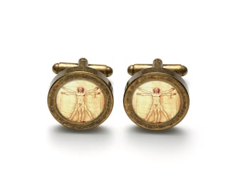 Elegant cufflinks VITRUVIAN MAN gift for man, wedding cufflinks, cufflinks for groom, groomsmen gift, funny cufflinks art