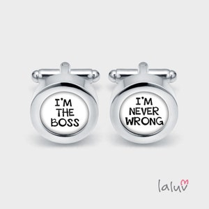 Elegant cufflinks BOSS, gift for a man, wedding cufflinks, cufflinks for groom, groomsmen gift, funny cufflinks, gift for the boss image 1