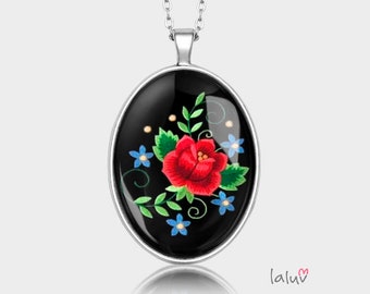 Medallion oval EMBROIDERED ROSE