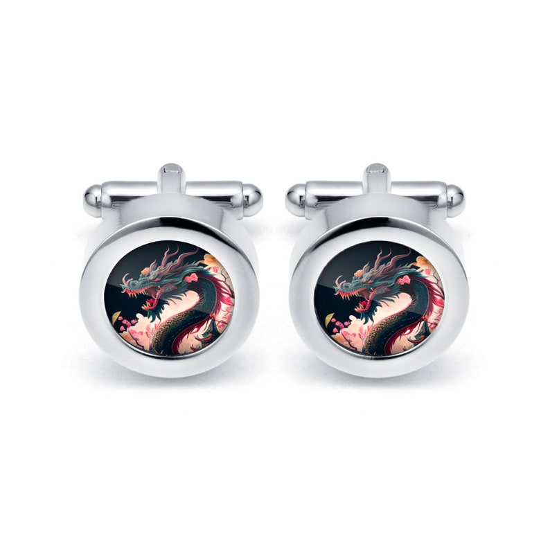 Elegant cufflinks CHINESE DRAGON gift for man, wedding cufflinks, cufflinks for groom, groomsmen gift, funny cufflinks image 1