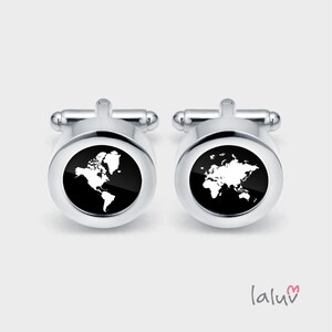 Elegant cufflinks WORLD, gift for man, wedding cufflinks, cufflinks for groom, groomsmen gift, funny cufflinks, gift for the traveler image 1