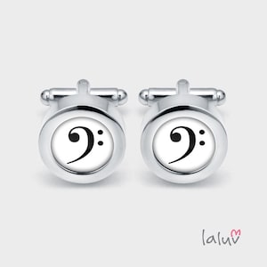 Elegant cufflinks BASS CLEF, gift for a man, wedding cufflinks, cufflinks for groom, groomsmen gift, funny cufflinks, gift for a music lover image 1