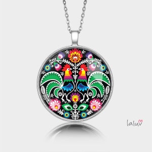 Medallion round FOLK ROOSTER