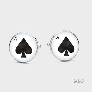 Boutons de manchette ACE OF SPADES, cadeau pour un homme, boutons de manchette de mariage, boutons de manchette pour le marié, boutons de manchette rigolos, boutons de manchette pour joueur