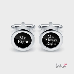 Elegant cufflinks MR. RIGHT, gift for a man, wedding cufflinks, cufflinks for groom, funny cufflinks, gift for him image 1