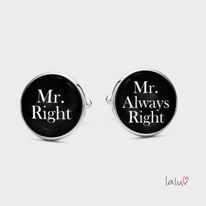Cufflinks MR. RIGHT, gift for a man, wedding cufflinks, cufflinks for groom, funny cufflinks, gift for him image 1