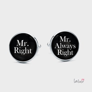 Cufflinks MR. RIGHT, gift for a man, wedding cufflinks, cufflinks for groom, funny cufflinks, gift for him