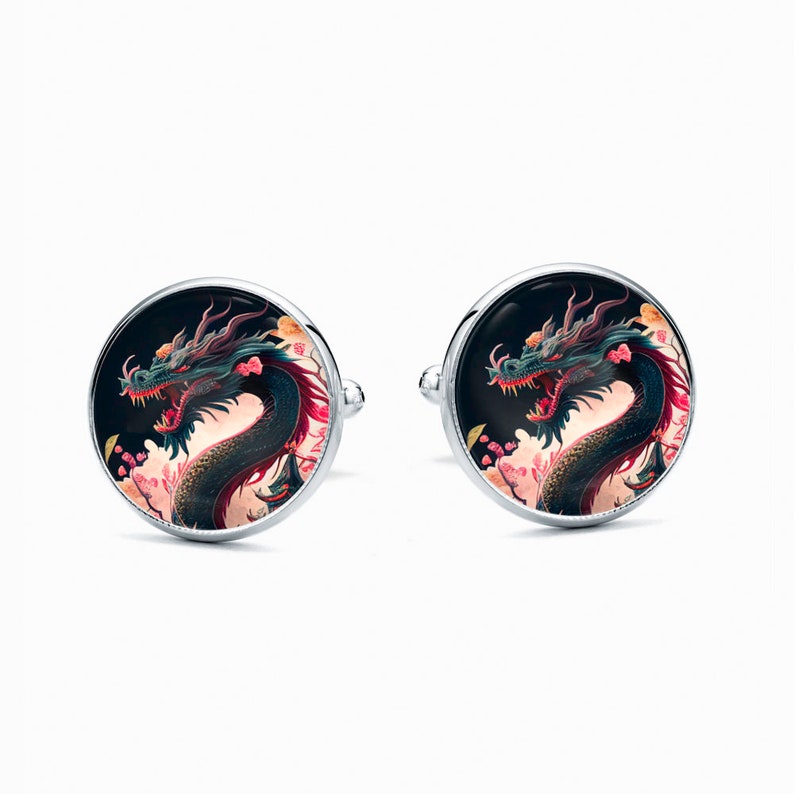 Cufflinks CHINESE DRAGON for gift wedding cufflinks for him image 1