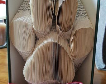Paw Print Folded Book Art: Dog Lover Gift