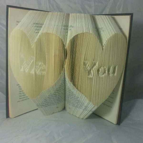 Me & You in 2 hearts- Handmade Folded Book Art, Perfect Birthday Gift, Paper Anniversary Gift For Your Loved One.