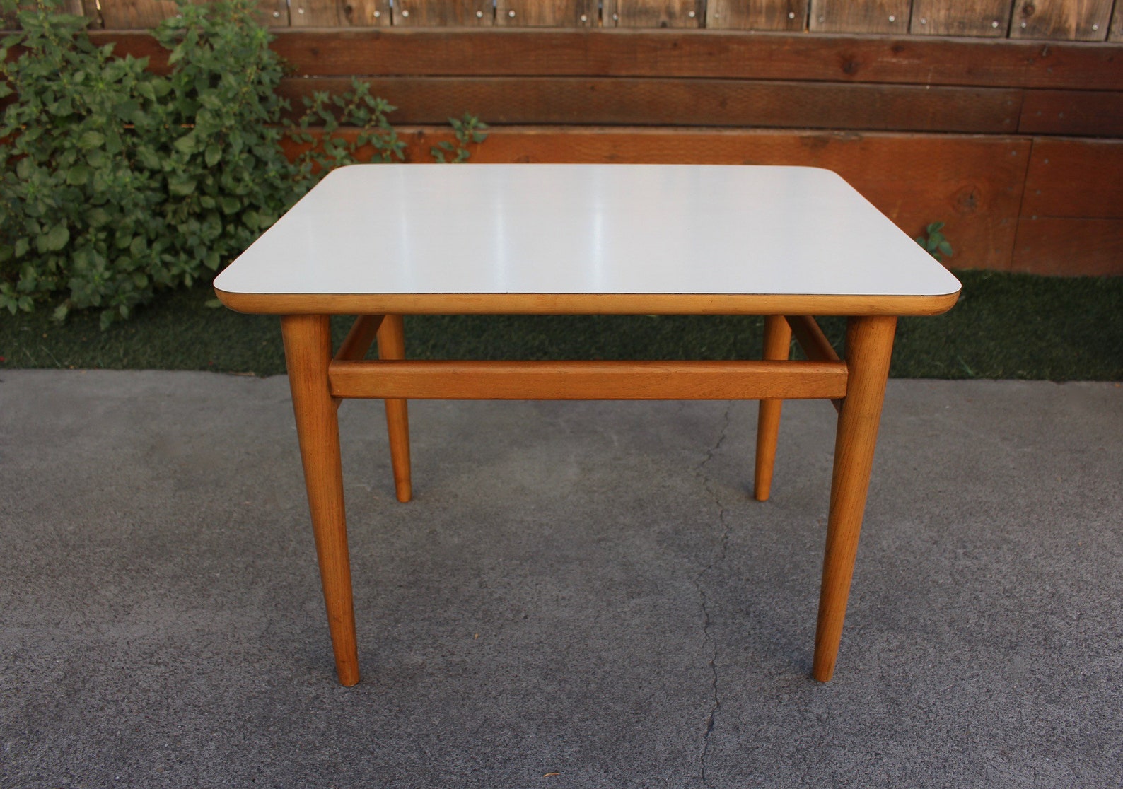 Mid Century Modern Birch Side Tables with White Laminate Etsy