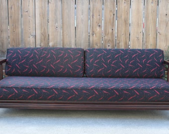 Vintage Mid Century Rosewood Chinese Asian Style Sofa Couch