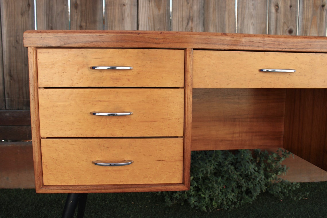 Vintage Mid Century Art Deco Vanity Desk Etsy