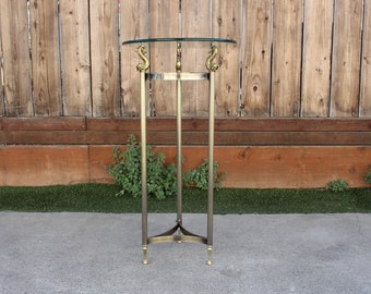 Vintage Glass and Metal Plant Stand Plant Holder with Coi Fish and Scale Legs