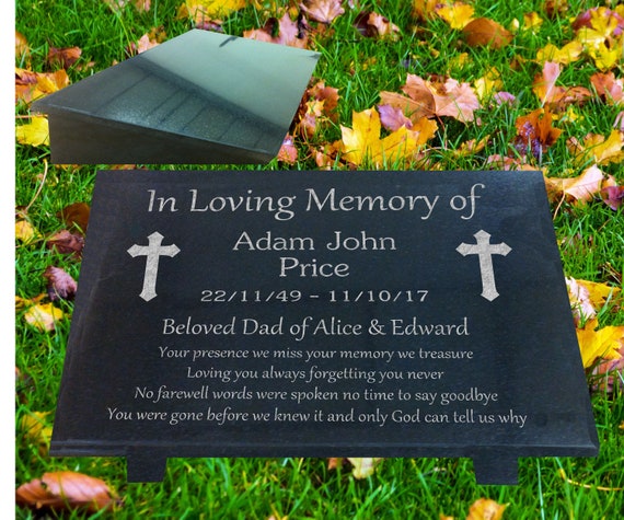 Memorial Grave Marker With Cross Design Etsy
