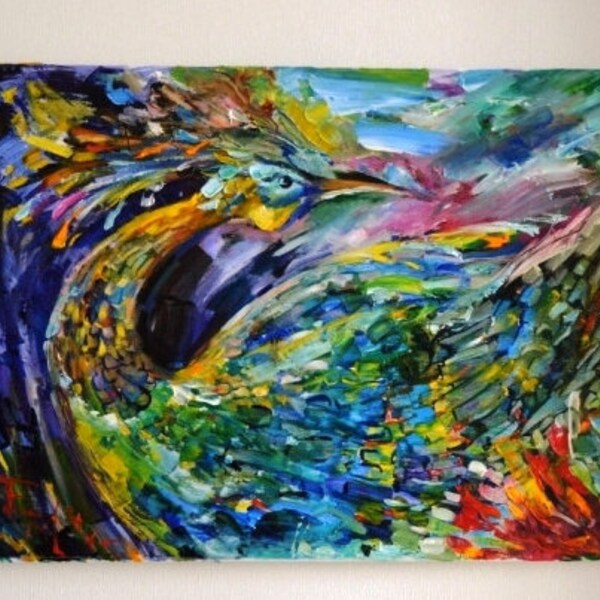 Original painting bird of happiness