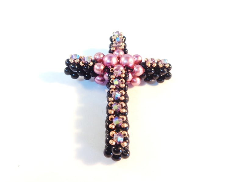 Beaded Cross Patterns Beaded Cross Ornament Beaded Christmas Ornament Patterns Beading Patterns and Tutorials Encrusted Cross image 3