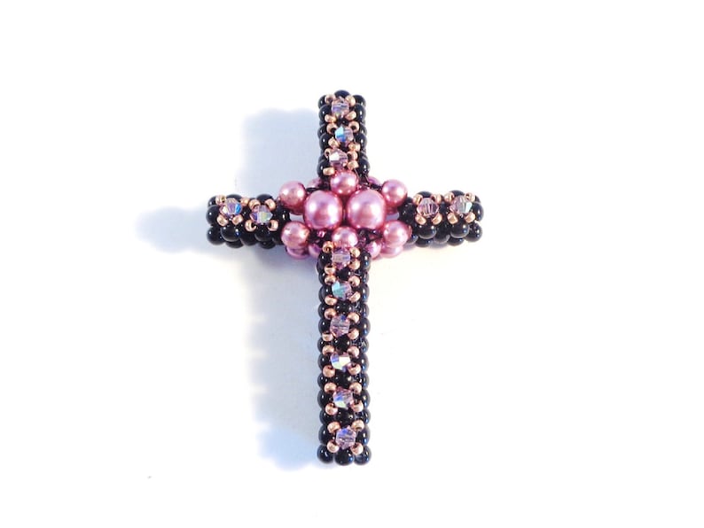 Beaded Cross Patterns Beaded Cross Ornament Beaded Christmas Ornament Patterns Beading Patterns and Tutorials Encrusted Cross image 1