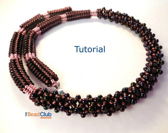 Beaded Necklace Patterns - Seed Bead Necklace - Beading Tutorials and Patterns - Beaded Rope Necklace - Beadweaving Pattern -Banded Necklace