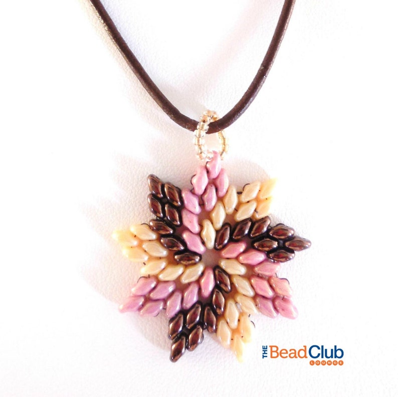 Superduo Bead Patterns Beaded Necklace Patterns Pendant Beading Tutorials and Patterns Beadweaving Tutorial Pinwheel Pendant image 3