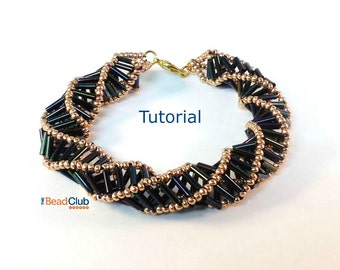 Russian Spiral Bracelet - Bugle Bead Pattern - Beaded Bracelet Patterns - Beading Tutorials and Patterns - Jewelry Tutorial - Helix Bracelet