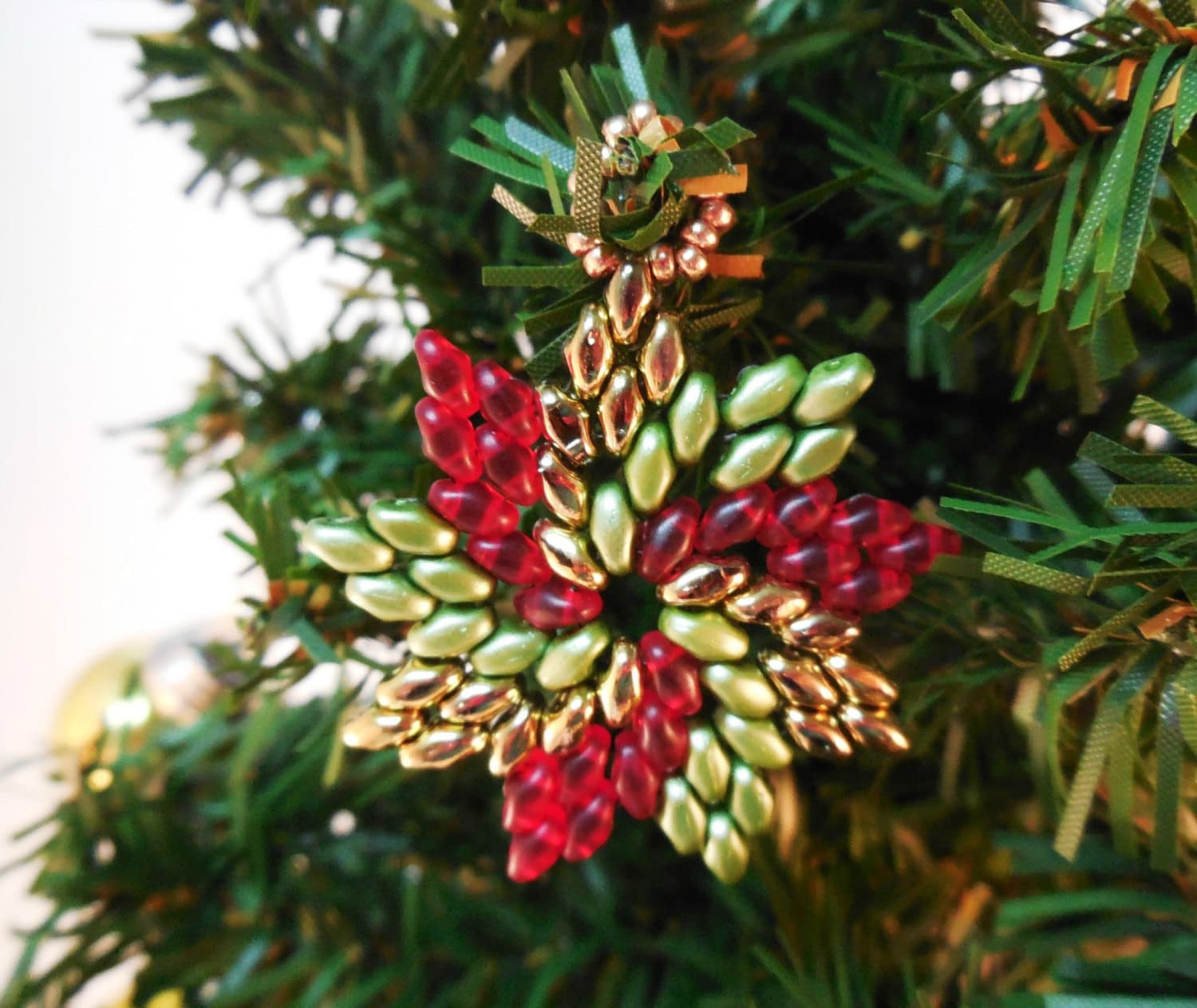 Christmas Beading Patterns Beaded Christmas Ornament Etsy