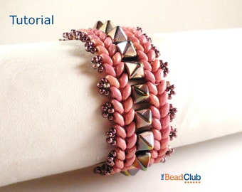 Superduo Bead Patterns - Beaded Bracelet Patterns - Beading Tutorials and Patterns - Beadweaving Tutorial - PDF - Pyramid Row Bracelet