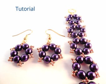 Christmas Earring Patterns - Christmas Bracelet Pattern - Beaded Bracelet and Earrings Set - Beading Patterns and Tutorials
