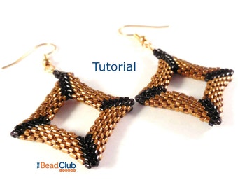 Peyote Ohrring Tutorial - Peyote Stitch Patterns - Seed Bead Earring Pattern - Perlen Tutorials und Muster - Quadratische Ohrringe