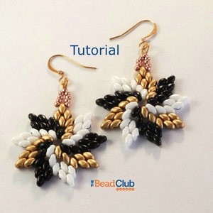 SuperDuo Bead Patterns - Beaded Earring Patterns - Beading Tutorials and Patterns - Beadweaving Tutorial - Pinwheel Earrings