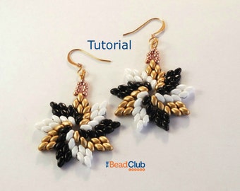 SuperDuo Bead Patterns - Beaded Earring Patterns - Beading Tutorials and Patterns - Beadweaving Tutorial - Pinwheel Earrings