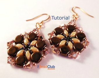 SuperDuo Earring Patterns - Honeycomb Bead Pattern - Earring Tutorial - Beading Patterns and Tutorial - Beadweaving Tutorial - Asta Earrings