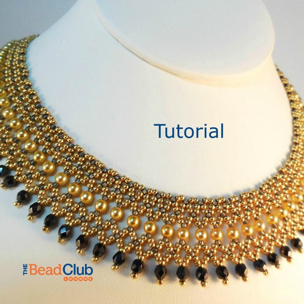 Modèles de collier de perles - Tutoriels de perles de rocaille - Motif de filet de perles - Tutoriels et modèles de perles - Tutoriel de tissage de perles - Collier royal