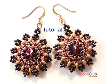 Right Angle Weave Earring Pattern - Beaded Earring Tutorial - Beading Pattern and Tutorial - Beadweaving Tutorial PDF - Sunflower Earrings