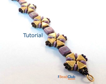 Kheops Bead Pattern - Beaded Bracelet Patterns - Tile Beads - Beading Tutorials and Patterns - Beadweaving Tutorial - Criss-Cross Bracelet