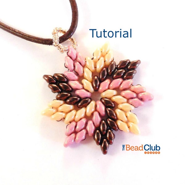 Superduo Bead Patterns - Beaded Necklace Patterns - Pendant - Beading Tutorials and Patterns - Beadweaving Tutorial - Pinwheel Pendant