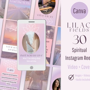 30 Spiritual Instagram Reels Cover, Motivational Instagram Templates, Editable Canva Reel Videos, Pink Mystical IG Cover, Tiktok Videos
