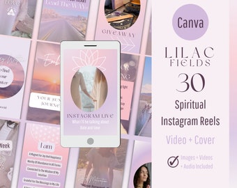 30 Spiritual Instagram Reels Cover, Motivational Instagram Templates, Editable Canva Reel Videos, Pink Mystical IG Cover, Tiktok Videos
