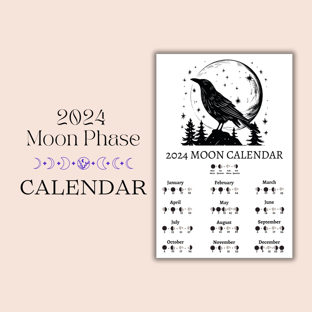 Moon Phase Calendar PDF, 2024 Lunar Dates, New Moon Tracker, Astrology