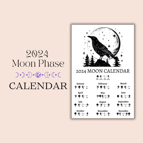 2024 Pdf Download Lunar Phase Calendar Etsy