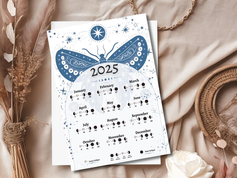 Moon Phase Calendar 2025 PDF, Printable Pdf for Lunar Magic