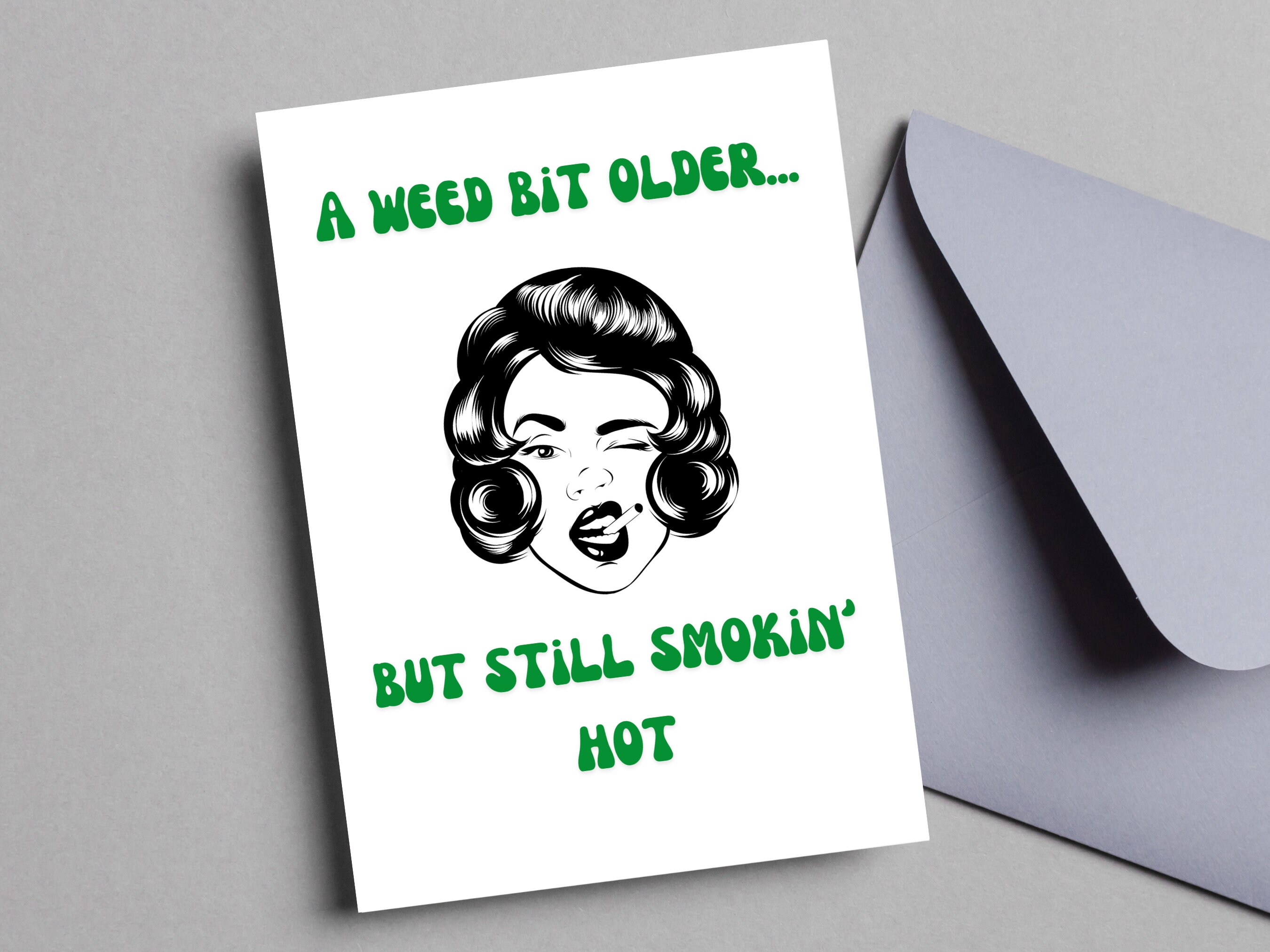Birthday Card Funny Weed Printable, for Best Bud, Retro Winking Lady ...