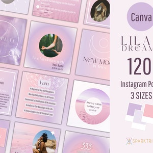 120 Spiritual Instagram Templates for Coaches, Mystical Canva Templates, Law of Attraction Templates, Cosmic Instagram Posts, Pink Instagram