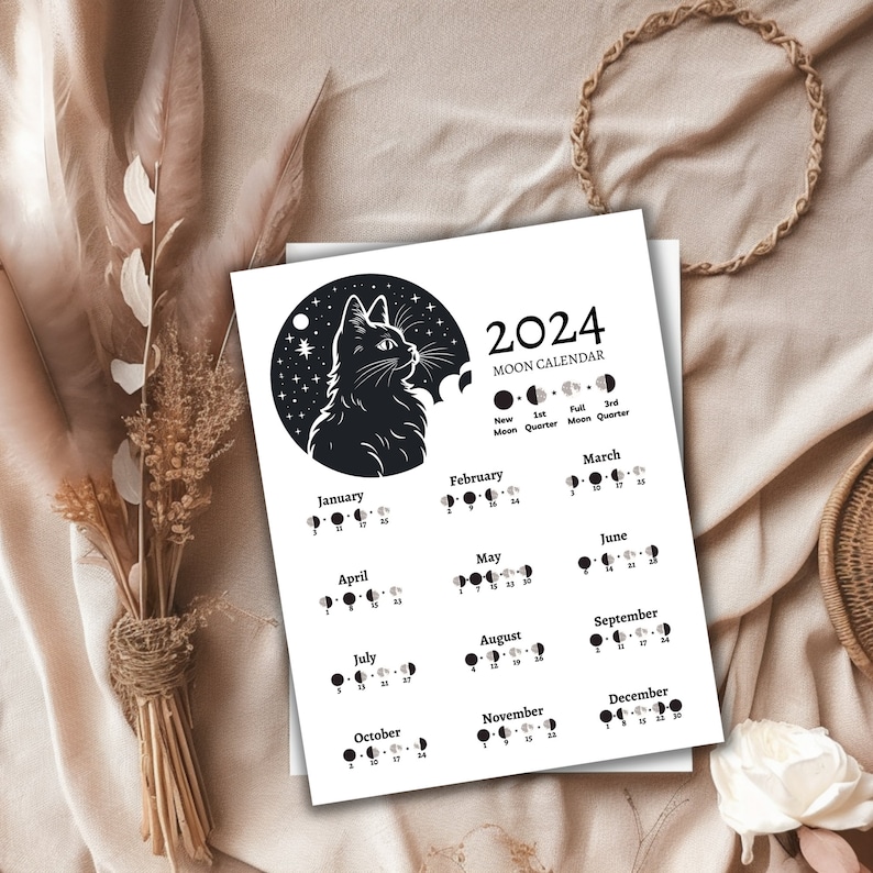 Moon Phase Calendar 2024 PDF, Printable Pdf for Lunar Magic