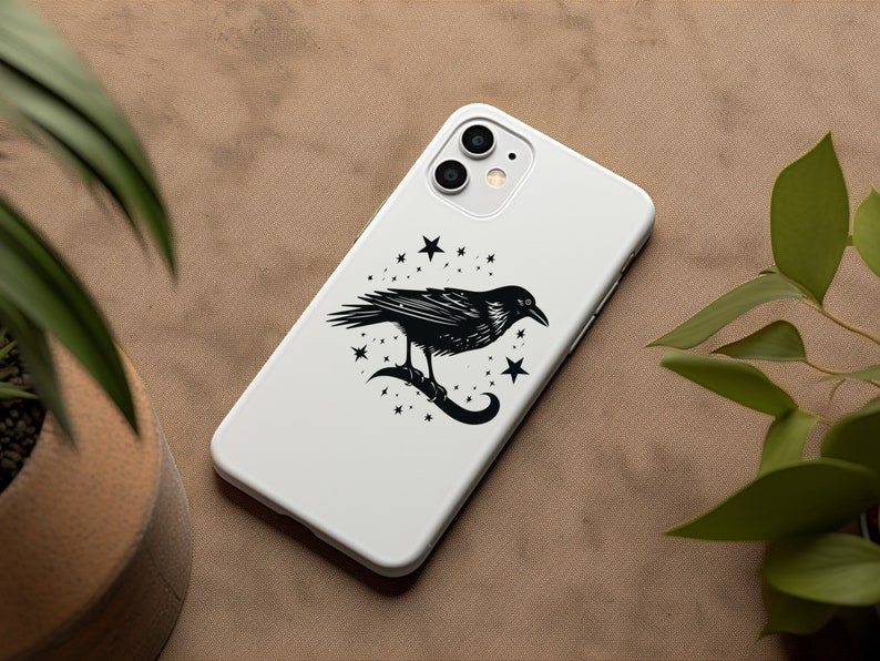 Starry Night Raven svg bundle, Celestial Moon png, Spooky Season clipart set, Printable Halloween Crow, Magical Witchy Creatures eps image 10