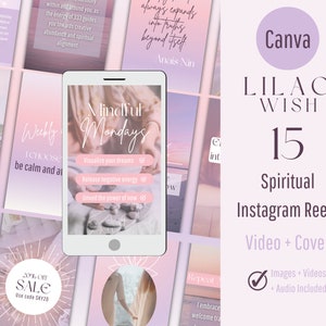 15 Spiritual Instagram Reels Cover, Motivational Instagram Templates, Editable Canva Reel Videos, Pink Mystical IG Cover, Tiktok Videos