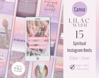 15 Spiritual Instagram Reels Cover, Motivational Instagram Templates, Editable Canva Reel Videos, Pink Mystical IG Cover, Tiktok Videos