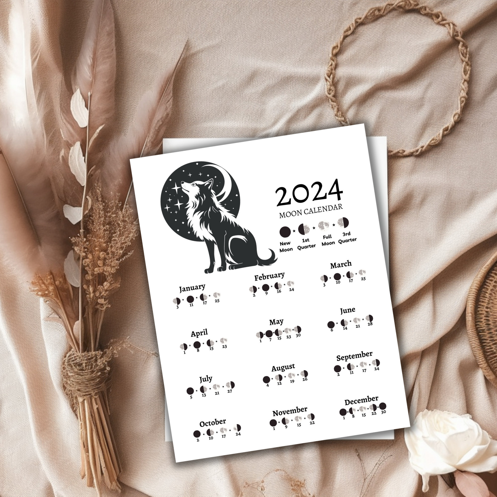 Moon Phase Calendar 2024 PDF, Printable Pdf for Lunar Magic